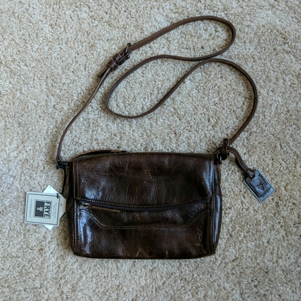 NEW Frye Melissa Folder Crossbody in Dark Brown